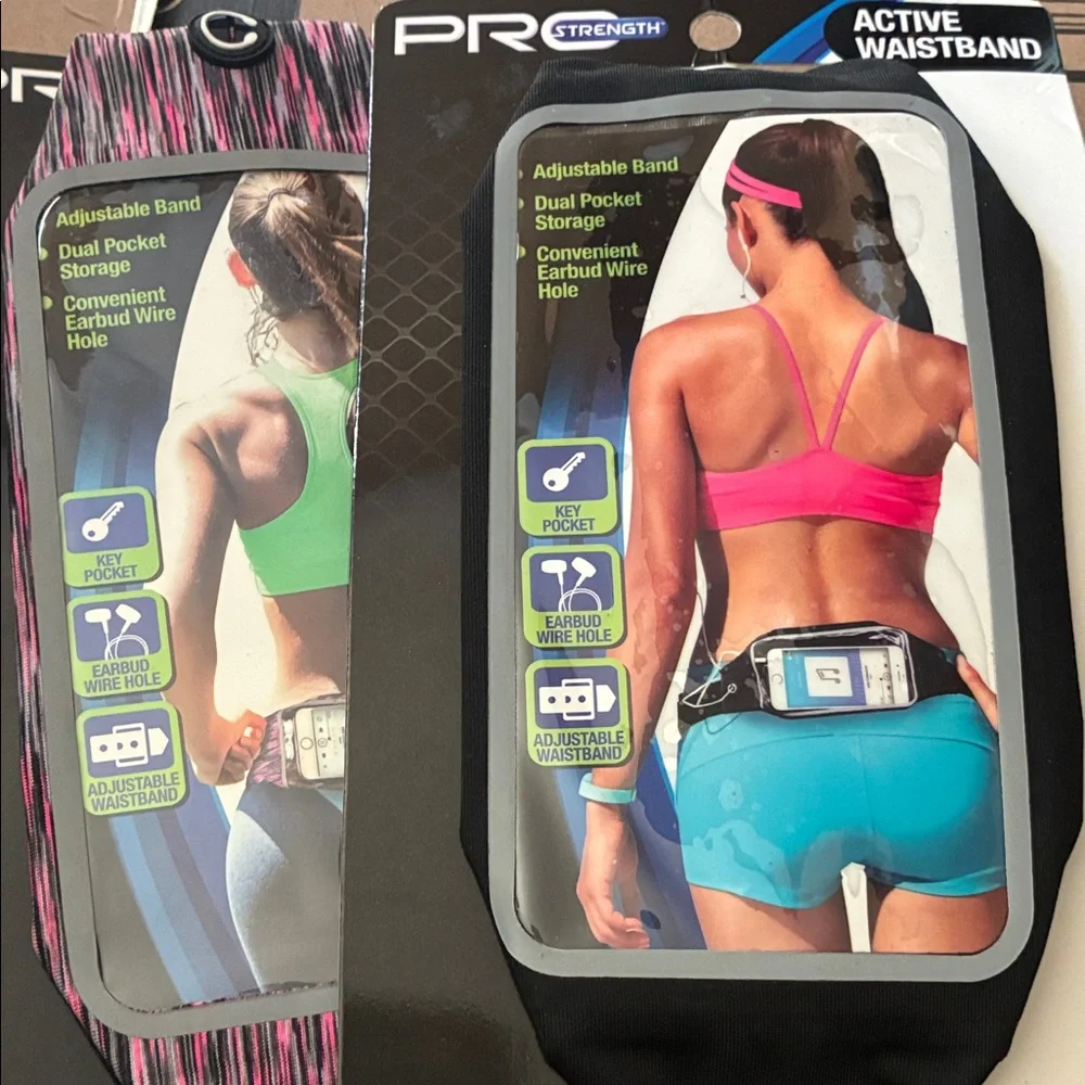Set of 2 Active Waistband - Black and Pink